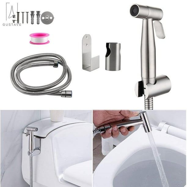 GustaveDesign Stainless Steel Hand Held Bidet Toilet Sprayer Kit