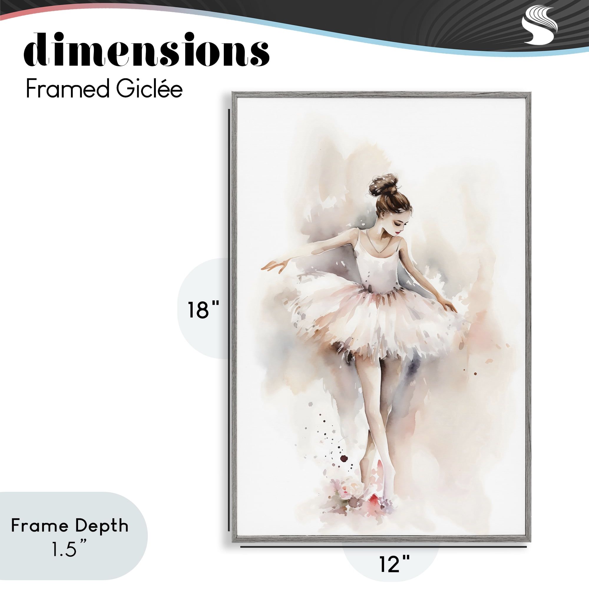 Stupell Industries Watercolor Dancer Pose Gray Framed Giclee Art, design by Creative Studio