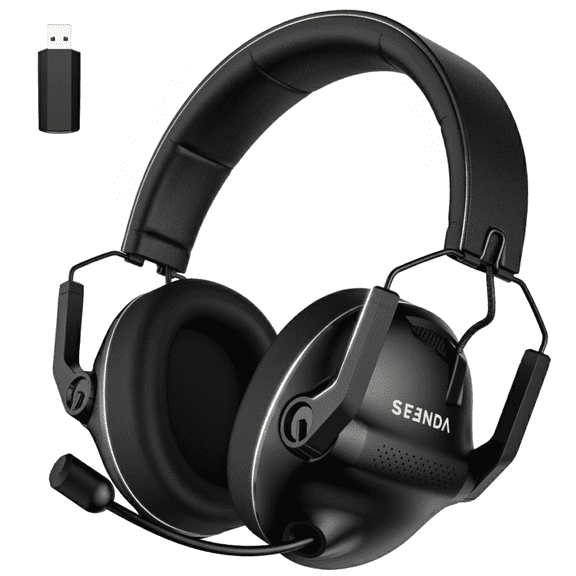 Seenda Wireless Gaming Headset for PC PS4 PS5, 2.4G USB Gamer Headphones with Embeddable Microphone