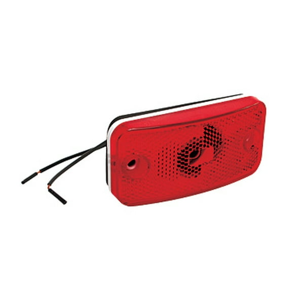 RV Designer Clearance Light E395 Halogen; Rectangular; Red Lens; Black Housing; With Fastener; Fleetwood Style