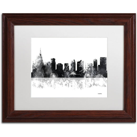Trademark Fine Art "Orlando Florida Skyline BG-1" Canvas Art by Marlene Watson, White Matte, Wood Frame