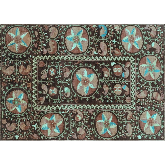 Ahgly Company Indoor Rectangle Abstract Light Blue Modern Area Rugs, 2' x 3'