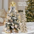 thumbnail image 2 of Mini Christmas Tree for Table Top, 2ft Small Blue Tabletop Christmas Tree with Xmas Ornaments, Artificial Flocked Christmas Decorations Indoor for Office Home Bedroom, Gold, 2 of 7