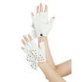 thumbnail image 4 of INSPIRE CHIC Women's Faux Leather Gloves Snap Punk Gothic Wrist Length Glove with Studded Bowtie One Size Half Finger White, 4 of 6
