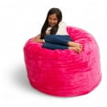 thumbnail image 3 of Ultimate Sack 3000 3-Foot Bean Bag Chair, Oversized Foam Lounger, Red Fur Cover, 3 of 9