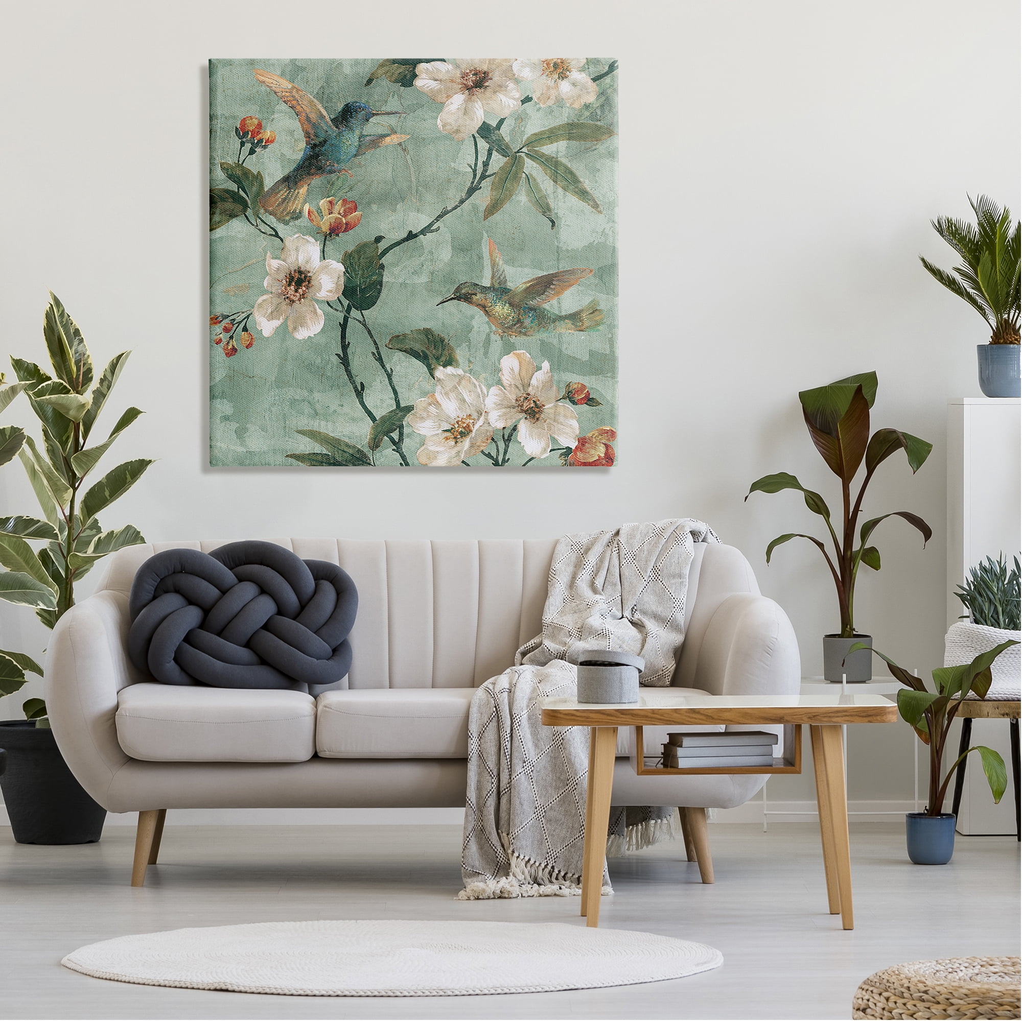 Stupell Industries Apple Blossoms & Birds Botanical & Floral Painting Gallery Wrapped Canvas Art Print Wall Art, 36 x 36
