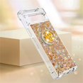 thumbnail image 4 of Glitter Clear Sparkly Bling Google Pixel 7A Case, Flowing Liquid Quicksand Cover with Diamond Ring Holder Case for Google Pixel 7A  Gold, 4 of 14