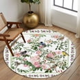 thumbnail image 2 of Large Round Rug 8Ft Washable Non-Slip, Pink Spring Floral Circle Area Rugs for Living Room Bedroom, Elegant Pastoral Flowers Birds Watercolor Indoor Floor Mats Carpet Runner for Home Decor, 2 of 8