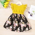 thumbnail image 2 of Vedolay Girl's Summer Sleeveless Crew Neck Floral Print Button Dress with Belt,Z4-Yellow 2-3 Years, 2 of 4