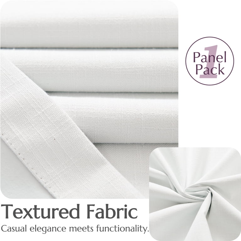 Curtainking White Linen Textured Darkening Curtain, 96 Inch