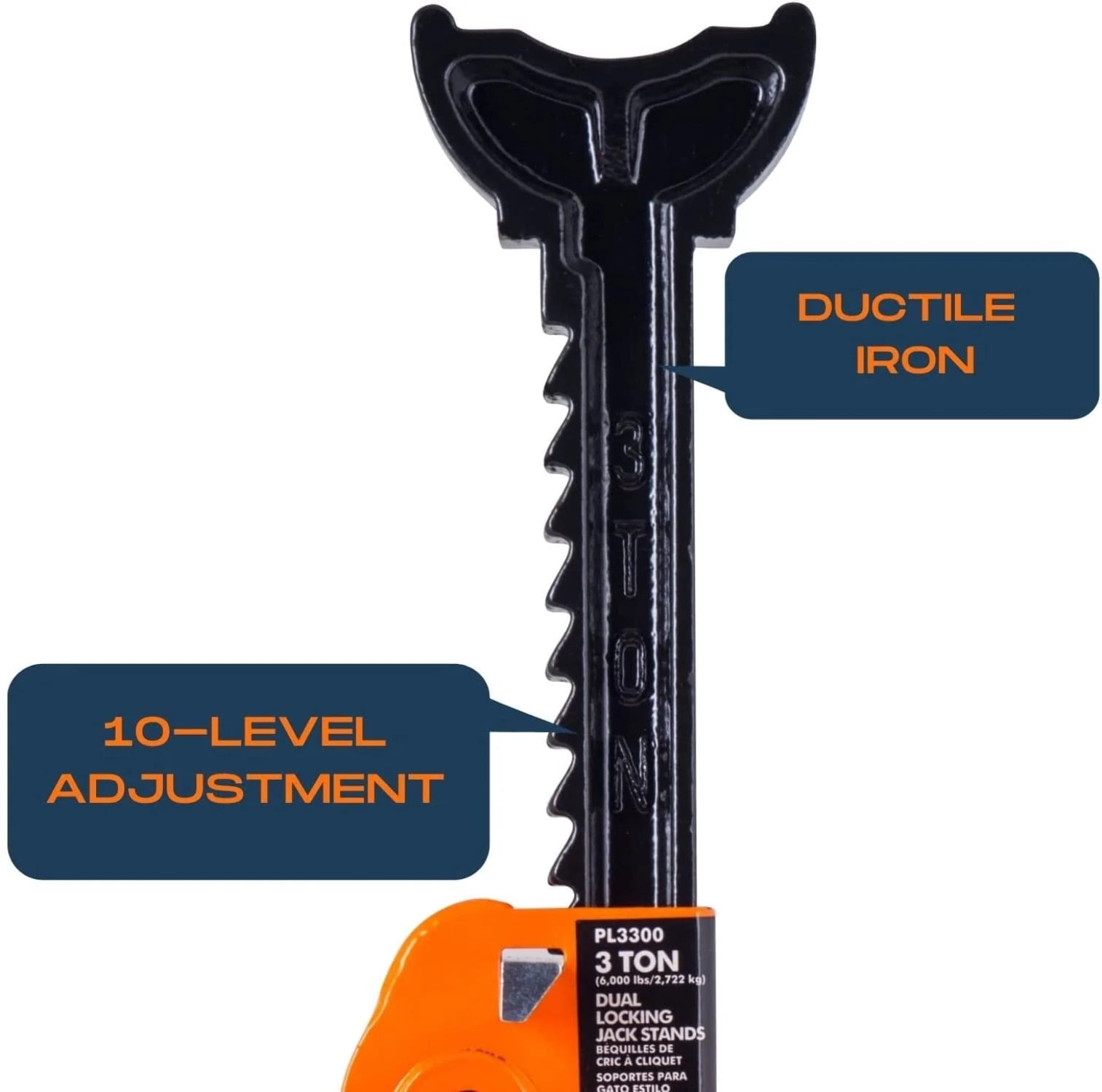 Pro-Lift Heavy Duty Jack Stands – 3 Ton in Pair with Double Pins (Handle Lock and Mobility Pin)