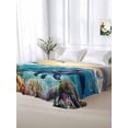 thumbnail image 5 of Blue Ocean Turtle Full Size Flat Sheet, Wrinkleproof & Fadeproof Cooling Flat Bed Sheet Only, Dolphins Animals Coral Orange Sunlight Breathable Soft Bedding Top Sheets 81 x 96 Inches, 5 of 8