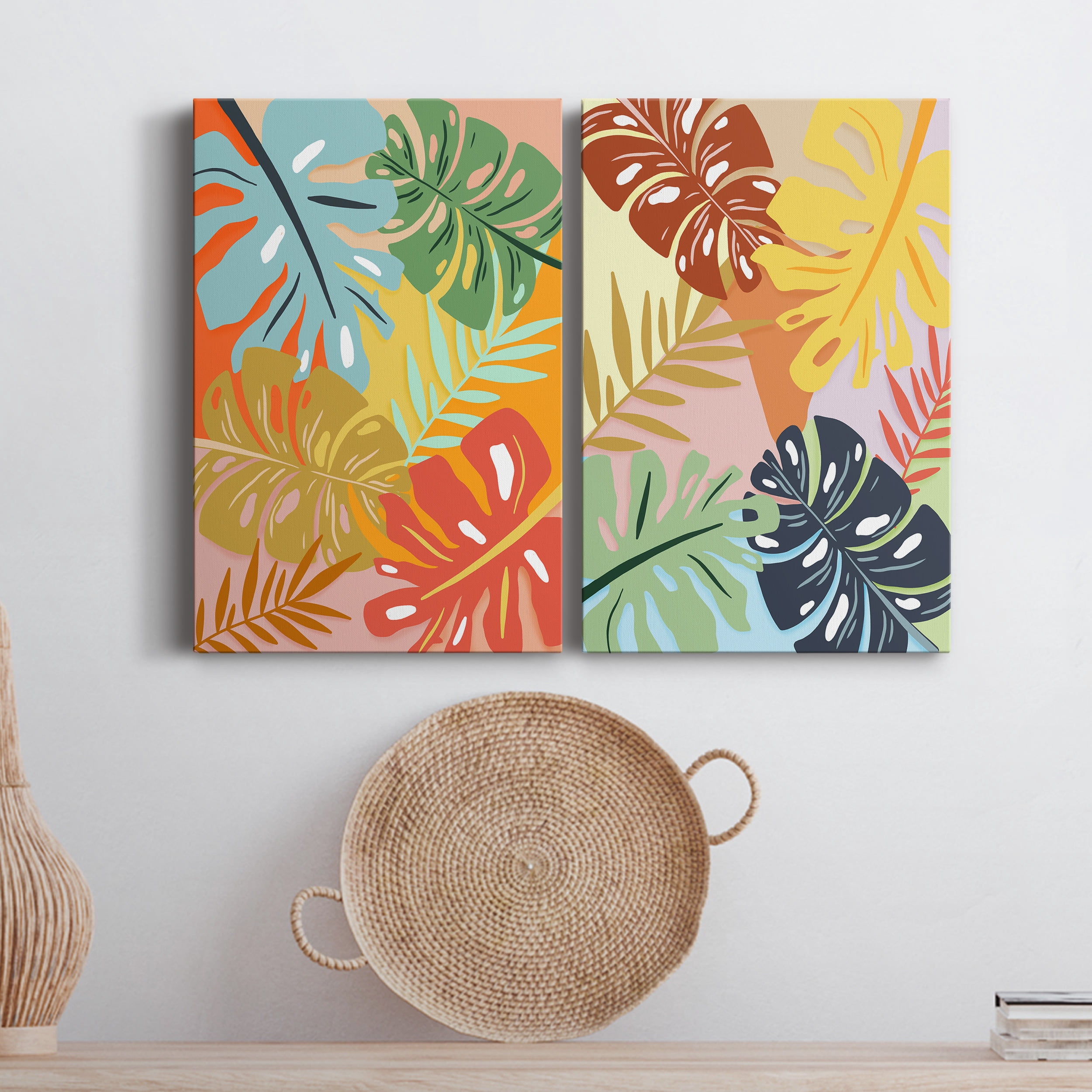 Tropical Foliage I Premium Gallery Wrapped Canvas - Ready to Hang - Set of 2 - 40 x 60 Each