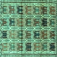 thumbnail image 1 of Ahgly Company Machine Washable Indoor Square Persian Turquoise Blue Traditional Area Rugs, 4' Square, 1 of 4