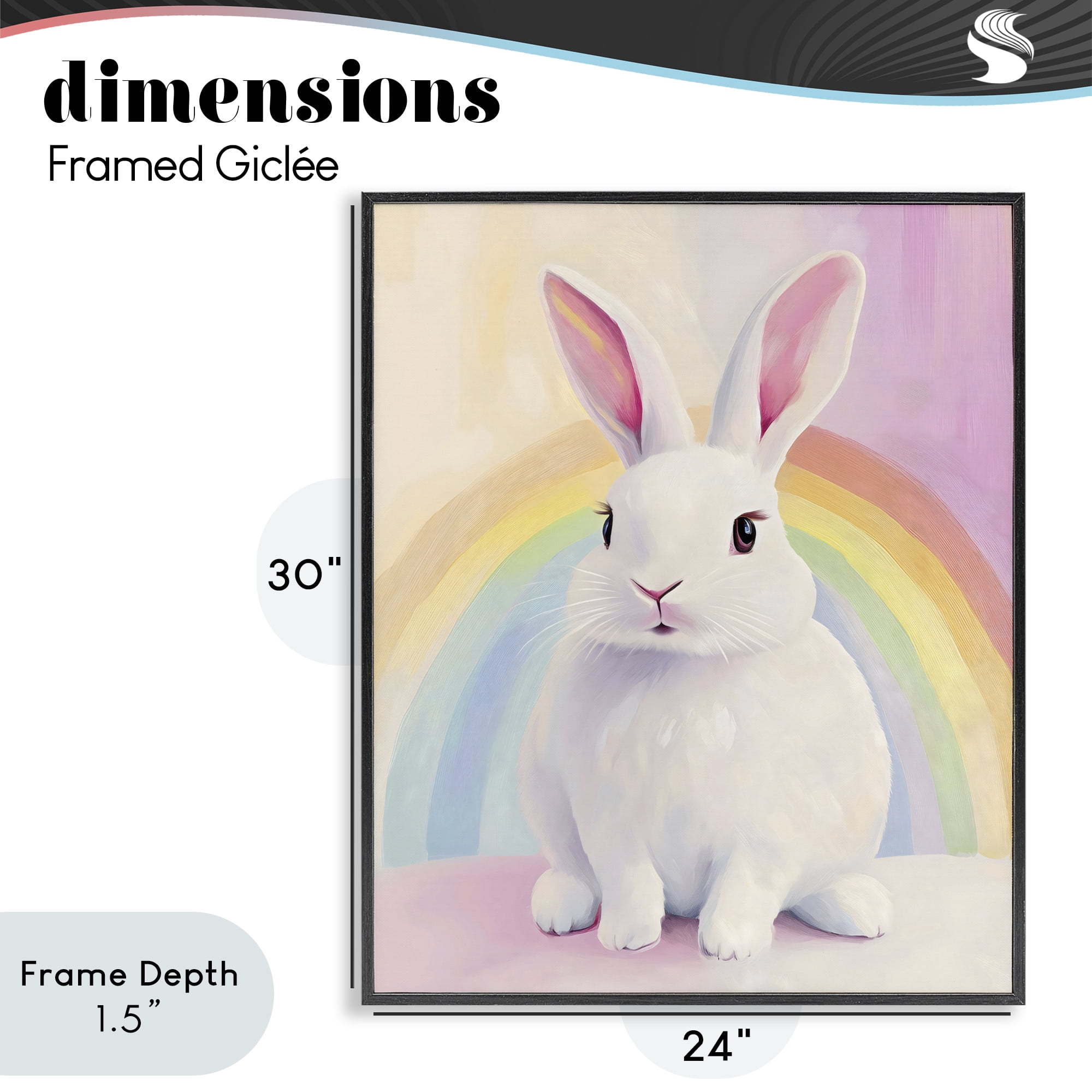 Stupell Industries Rainbow Bunny in Pastel Hues Black Framed Giclee Art, design by The Prints Vibe