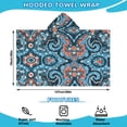 thumbnail image 2 of Blue Ethnic Paisley Pattern Hooded Bath Towel，50"x30" for Ages 3 To 12 Kids, Quick Dry Lightweight Soft Microfiber Hood Beach Towel Cover Up for Kids, 2 of 7