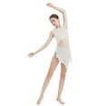 thumbnail image 6 of IBTOM CASTLE Women Lyrical Dance Dress Tank Bodysuit Cut Out Front Ballet Leotard Morden Contemporary Dancewear S White, 6 of 8