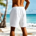 thumbnail image 4 of Men's Linen Elastic Waist Lounge Shorts Solid Beach Golf Shorts with Pockets Casual Drawstring Summer Shorts White, 4 of 8