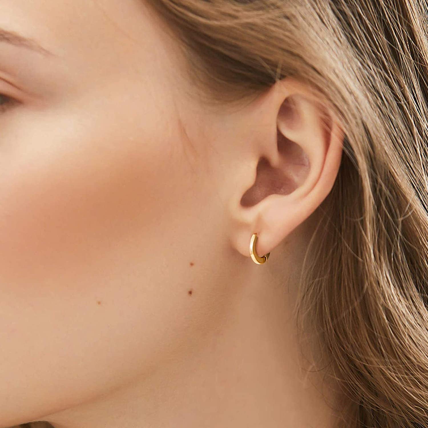 Gold plated Hoop piercing Stainless Steel Hoop earrings 5 Pairs