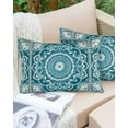thumbnail image 6 of Teal Boho Throw Pillow Cover 16 x 24 Inch Decorative Pillow Cover Ethnic Chic Rustic Abstract Floral Aesthetic Lumbar Pillowcase Seasonal Rectangle Cushion Case for Couch Sofa Bed Living Room, 6 of 7