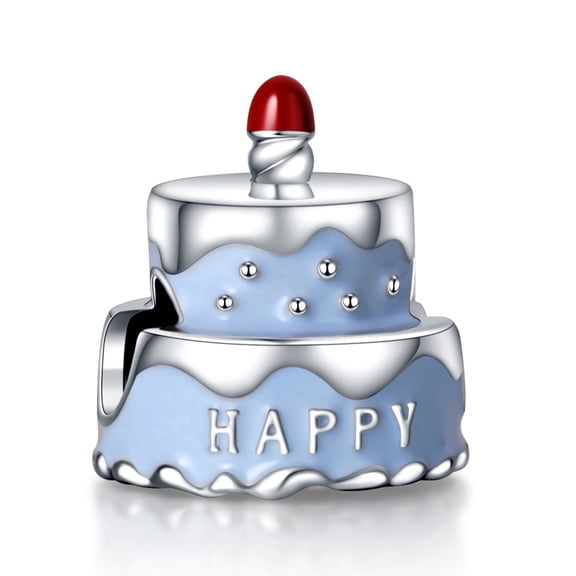 ROSIANNA 925 Sterling Silver Charm for Bracelets Light Blue Birthday Cake Charm Women Bracelet Charm