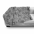thumbnail image 3 of Hipster Soft Flannel Fleece Throw Blanket, Design with Some Geometrical Shapes with Leaves and Dots Culture, Cozy Plush for Indoor and Outdoor Use, 50" x 60", Black White, by Ambesonne, 3 of 6