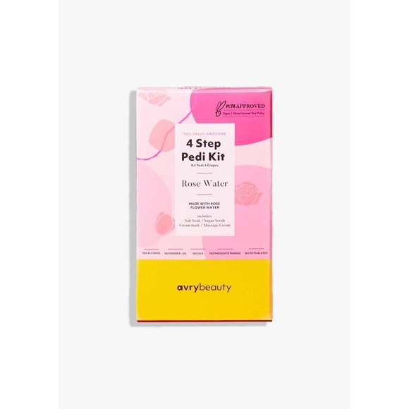 AvryBeauty Kit Pédi 4 Étapes - Eau de Rose