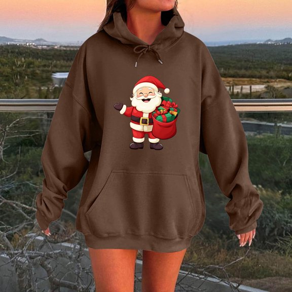 Uootdi Christmas Hoodies for Women Plus Size Halloween Print Floral Print Drawstring Tie Dye Soild Color Sweatshirt Loose Fit Cute Gift Hoodie Fall Pullover with Pocket