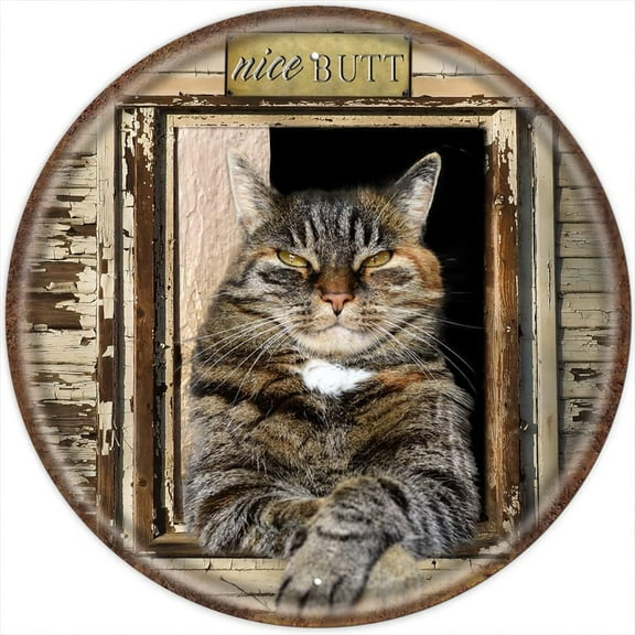 Nice Butt Cat Bathroom Vintage Round Metal Tin Sign Iron Painting for Bathroom Home Bar Coffee Kitchen Wall Decor Toilet Posters Rustic Wall Art Aluminum Sign Housewarming Gift 12x12 Inch