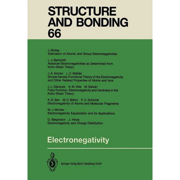 Structure and Bonding Electronegativity, Book 66, (Paperback)