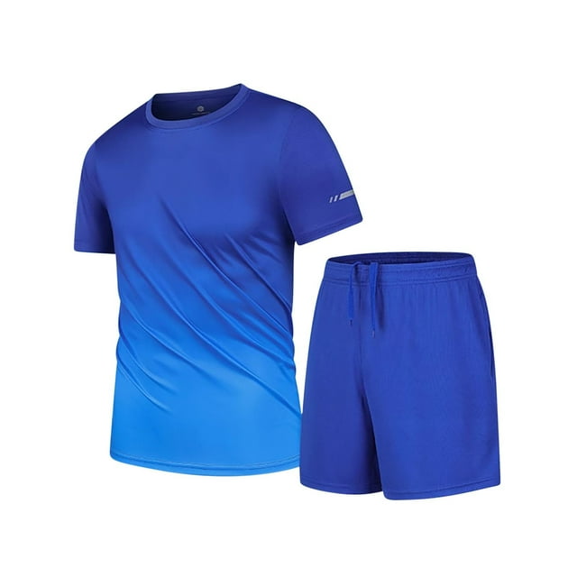 NTACZA Ensemble de Shorts à Manches Courtes 2 Pcs pour Hommes Chemise et Shorts Survêtements Col Rond Dégradé m