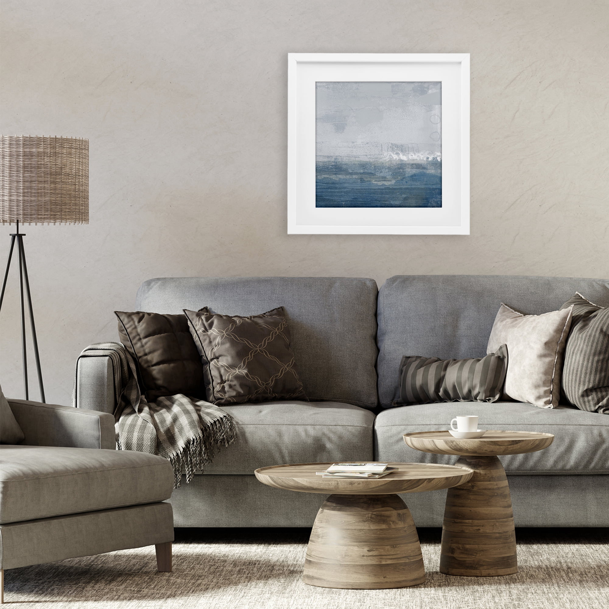 Stupell Industries Ocean Tide Abstract White Framed Print Under Glass, design by Dan Meneely