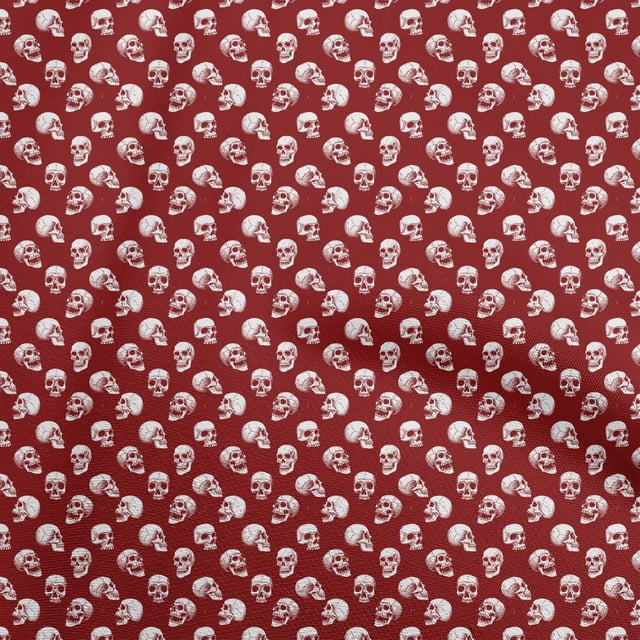 oneOone Velvet Maroon Fabric Skull Sewing Craft Projects Fabric Prints By Yard 58 Inch Wide