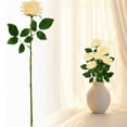 thumbnail image 2 of Curated Selection Shiogb Champagne Roses Artificial Flowers Flowers Realistic Roses Bouquet Long Stem for Wedding Home Birthday Decoration, 1 Valentine's Day Rose, 45Cm, Champagne Color (G), G, 2 of 5