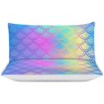 thumbnail image 3 of HAHDAXIA Mermaid Print Bedding Solid Comforter Set for All Seasons,3 Pieces(1 Comforter+2 Pillowcases),Soft Microfiber Bedding Set Queen(90"x90"), 3 of 7