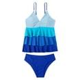 thumbnail image 3 of Swimming Suits For Women Solid Color Ruffled Spaghetti Strap Bra And Panty Set Fashion Swimsuit Two Piece Tankinis Swimwears Bathing Suits,Blue,L, 3 of 3