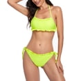 thumbnail image 2 of Tankini amarillo con braguita de tiras, ropa de baño para mujer, talla L, conjunto de bikini con volantes y lazos en los lados, 2 of 6
