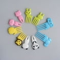 thumbnail image 4 of 10pcs Animal Farm Fruit Fork Mini Cartoon Children Snack Cake Dessert Food Pick Toothpick Bento Lunches Party Decor Random Color, 4 of 8