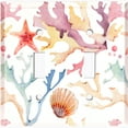 thumbnail image 2 of Metal Light Switch Wall Plate Outlet Cover (Colorful Ocean Sea Coral Reef Shell Clam White - Double Toggle), 2 of 2
