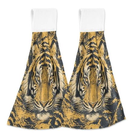 

2 Bathroom Towels Kitchen Towels 18.2x14In Velcro Hand Wipes Dish Cloths & Dish Towels Washroom Towels Face Towel Hand Wipes Fierce Yellow Tiger