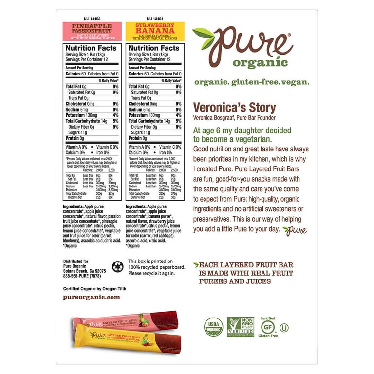 Pure Organic Fruit Bars Ingredients informacionpublica.svet.gob.gt