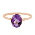 thumbnail image 3 of KIRAN FINE JEWEL Oval Purple Amethyst Solitaire Ring Rose Gold Plated 925 Silver Wedding Women Gemstone Statement Jewelry Gift For Her, 3 of 5