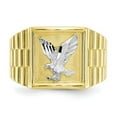 thumbnail image 2 of 14K Yellow Solid Gold Mens Eagle Ring #10 Anillo de Aguila en Oro Two Tone Ring 6.28g, 2 of 8