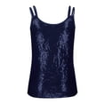 thumbnail image 6 of CFLVAEK Sequin Tank Tops for Women Loose Fit Spaghetti Strap Party Club Shirts Sparkly Glitter V Neck Cocktail Party Camisole 2025 Blue XXL, 6 of 10