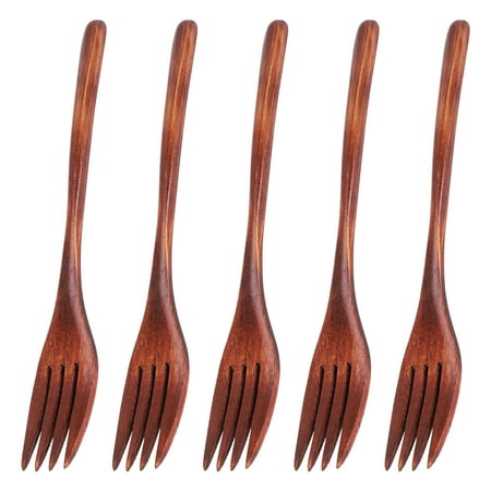 

Wooden Forks 5 Pieces Eco-friendly Japanese Wood Salad Dinner Fork Tableware Dinnerware for Kids Adult (5 Pieces No Rope Wooden Forks)