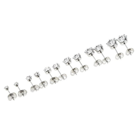 6 Pairs Women Cz Stud Earrings Simulated Diamond Cubic Zirconia Ear Stud Set