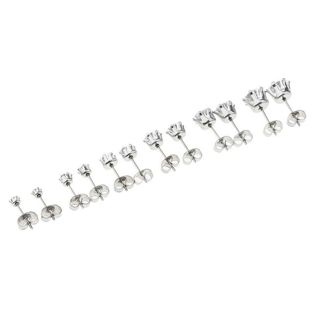 6 Pares Pendientes Aretes De Cristal Zircon de material acero Inoxidable Para Mujer Hombre