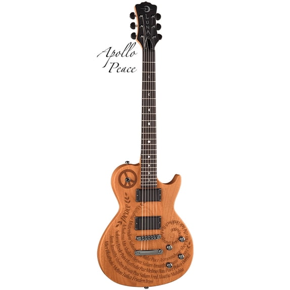 Luna Apollo Profile Etched Peace Design Mahogany