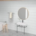 thumbnail image 2 of Kichae 30"x17"x5.7" White Console Sink Ceramic Bathroom Vanity Pedestal Sinks with Black Stainless Pedestal, 2 of 7
