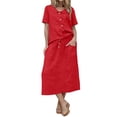 thumbnail image 2 of Uootdi Womens Two Piece Sets Peter Pan Collar Short Sleeve Top High Waist Skirt Midi Skirts Outfits Casual Boho Style Gift, 2 of 5